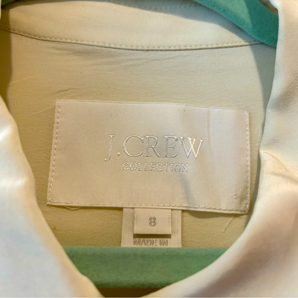 J.Crew Collection Silk Dress Shirt - EUC - Ivory w/ black trim - size 8